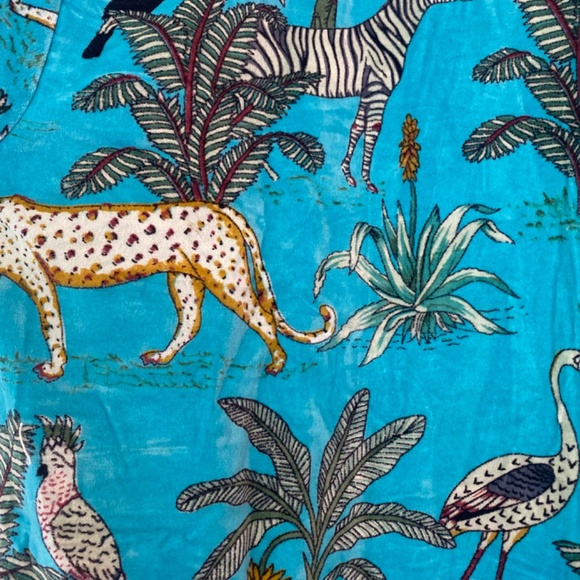 NWOT Handmade Handblock Print Plush Robe one size - Picture 3 of 5